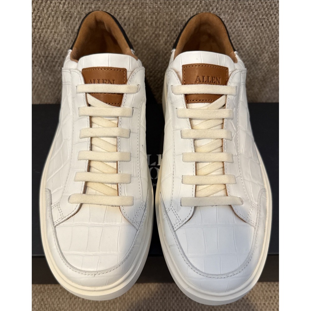 Allen Edmonds Oliver Sneaker Men 8 3E White Brand New Croco Leather Stretch-lace